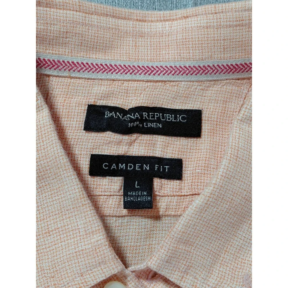 Banana‎ Republic Camden Fit Linen Button Down Shirt Men's LG Long Sleeve Orange